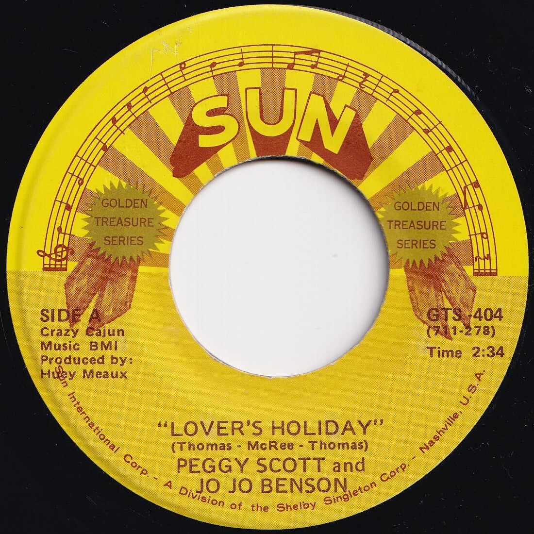 Peggy Scott & Jo Jo Benson Lover's Holiday / Pickin' Wild Mountain Berries Sun US GTS -404 209218 R&B R&R レコード 7インチ 45拍卖