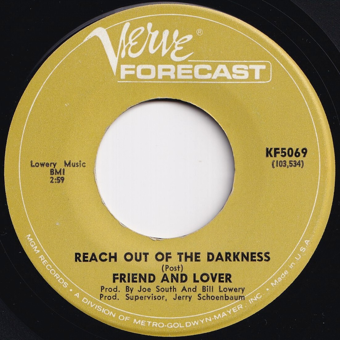 Friend And Lover Reach Out Of The Darkness / Time On Your Side Verve US KF5069 209039 ロック ポップ レコード 7インチ 45拍卖