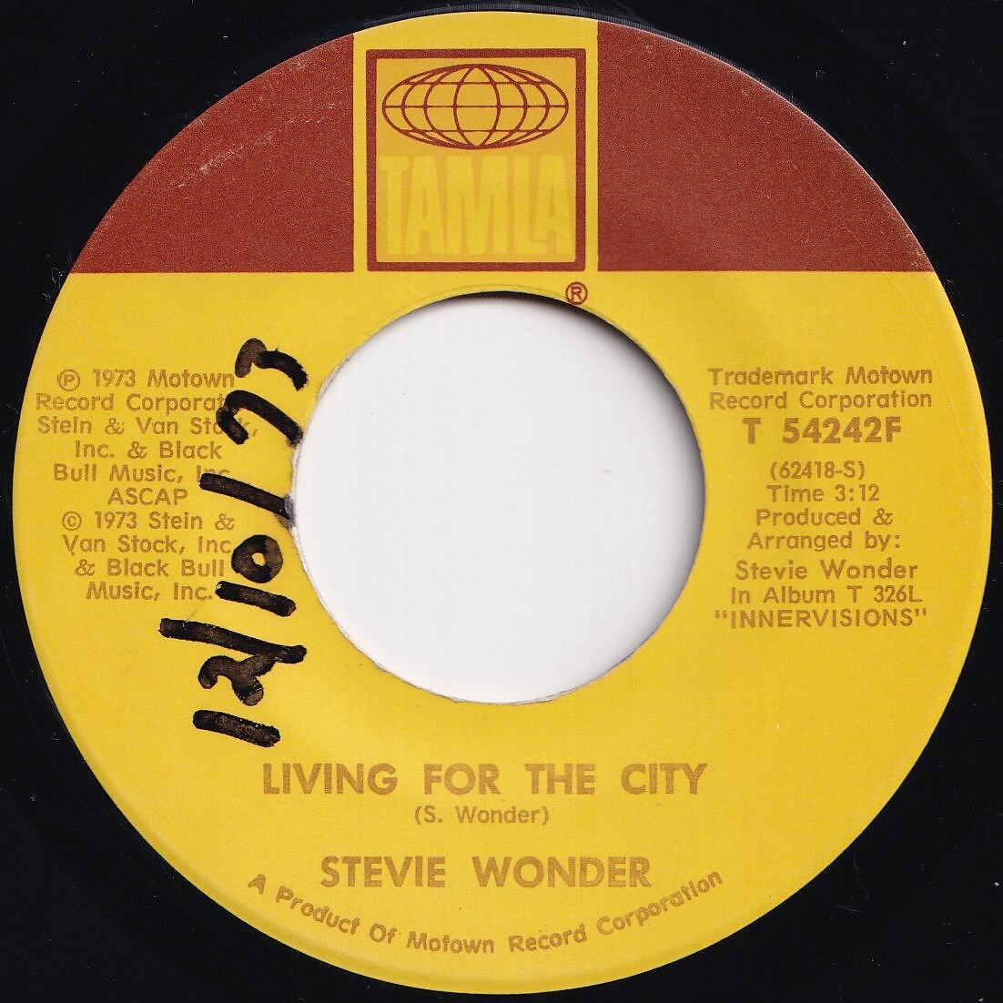 Stevie Wonder Living For The City / Visions Tamla US T 54242F 209134 SOUL ソウル レコード 7インチ 45拍卖