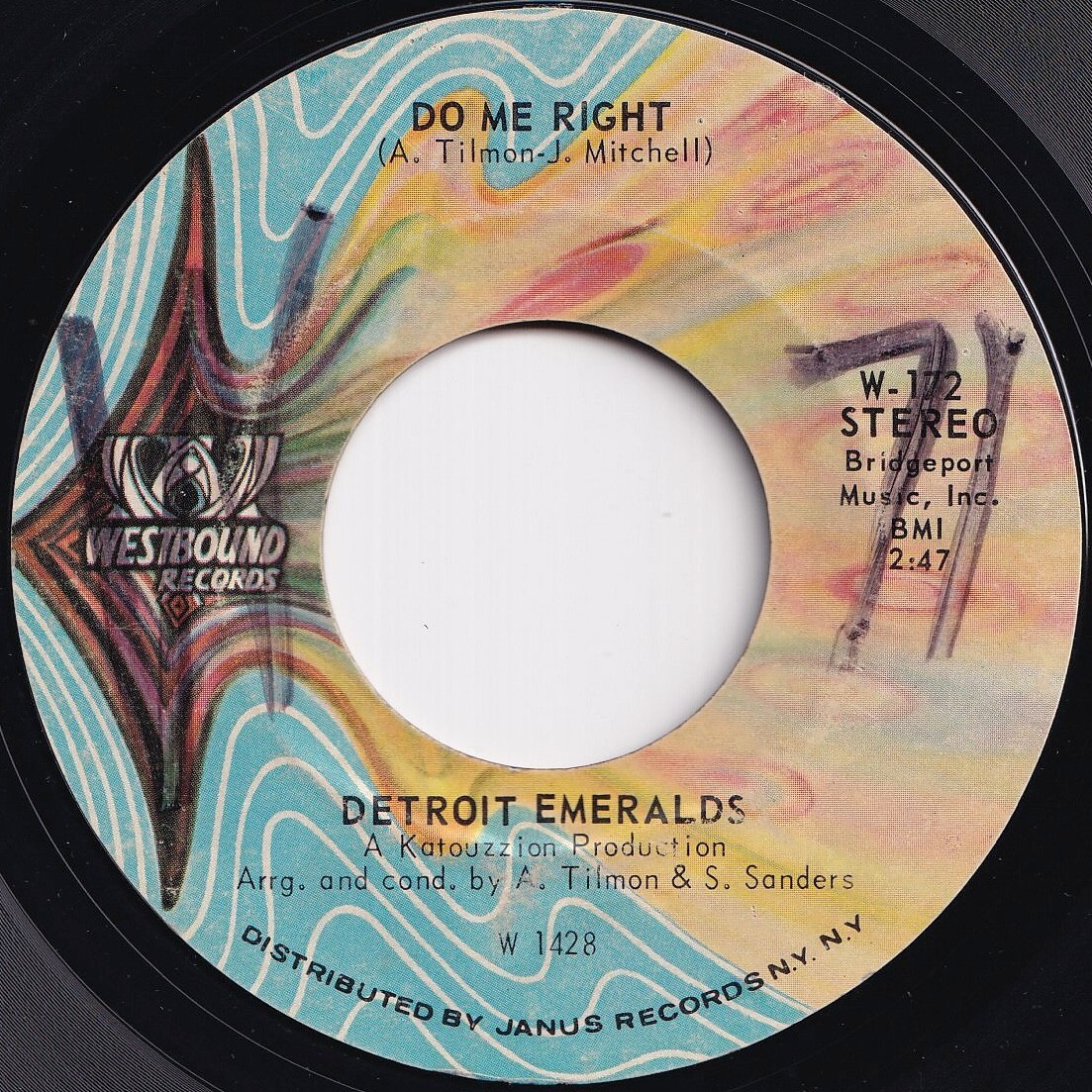 Detroit Emeralds Do Me Right / Just Now And Then Westbound US W-172 209384 SOUL ソウル レコード 7インチ 45拍卖