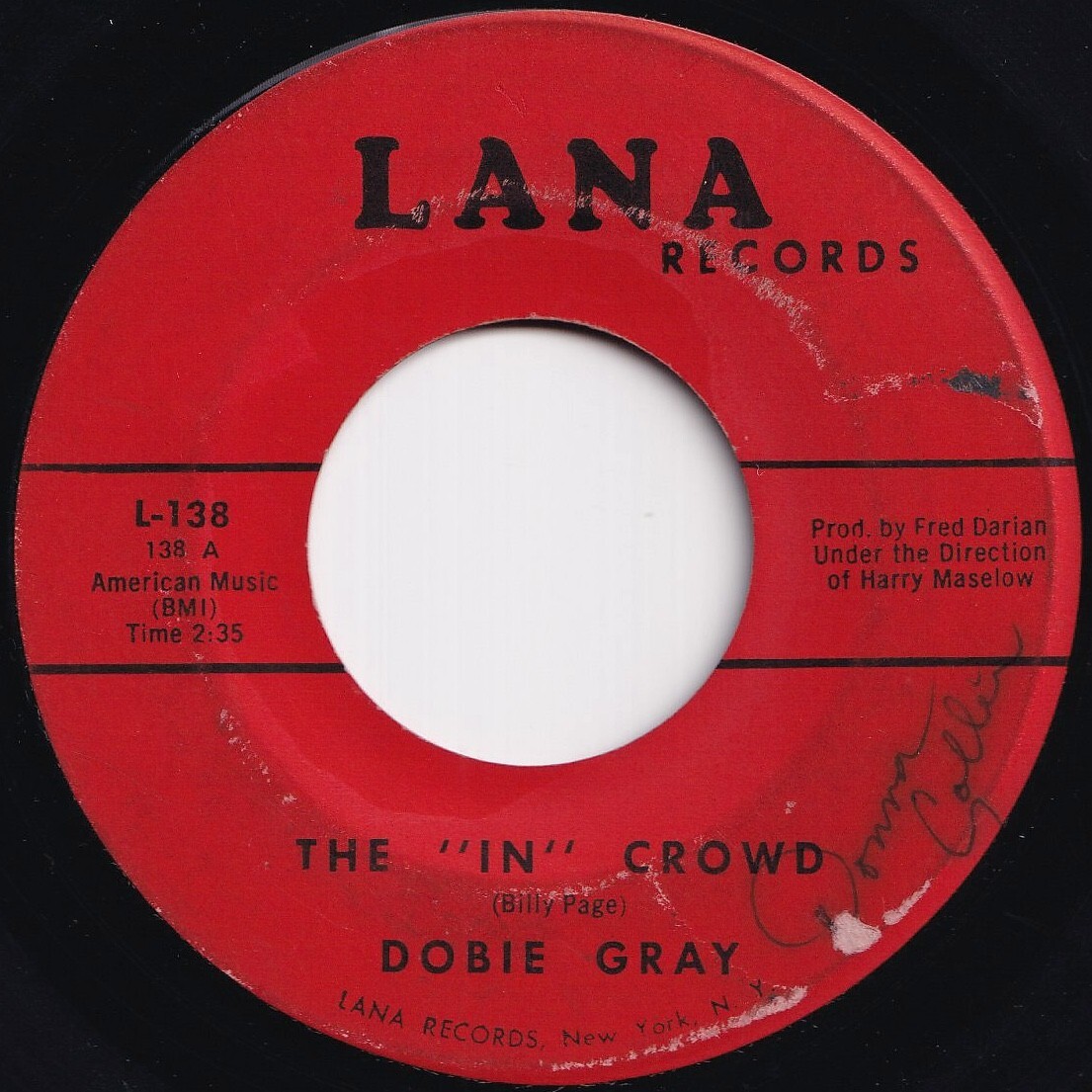 Dobie Gray The In Crowd / Be A Man Lana US L-138 209156 SOUL ソウル レコード 7インチ 45拍卖