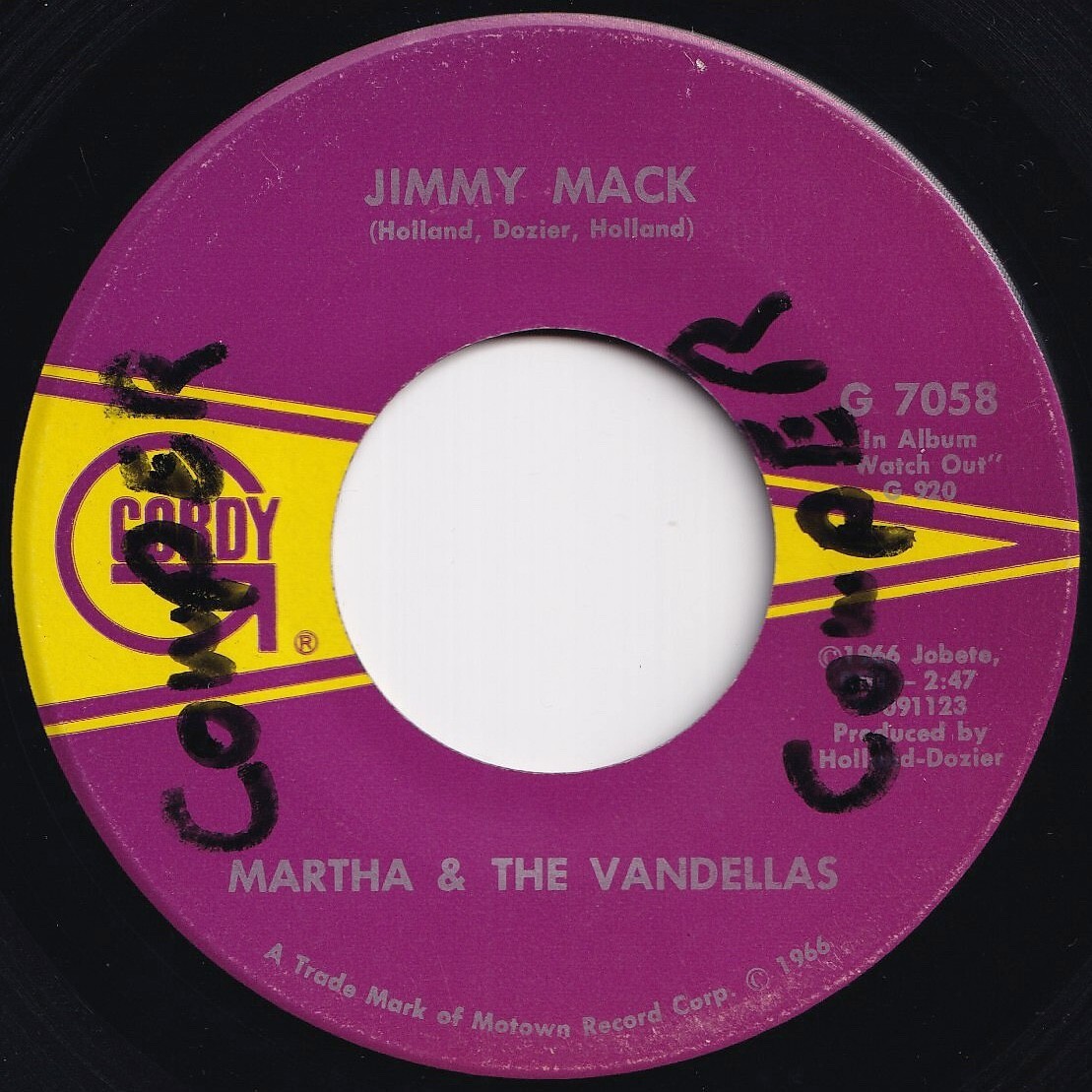 Martha & The Vandellas Jimmy Mack / Third Finger, Left Hand Gordy US G 7058 209199 SOUL ソウル レコード 7インチ 45拍卖