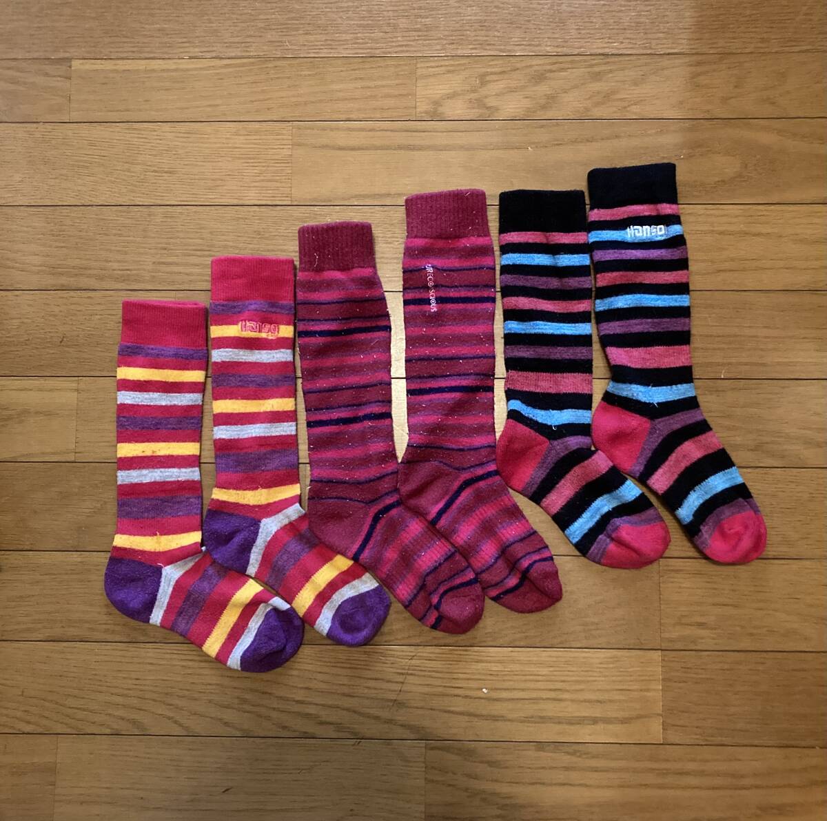 SKIスノボ【子供用ソックス】3足used拍卖