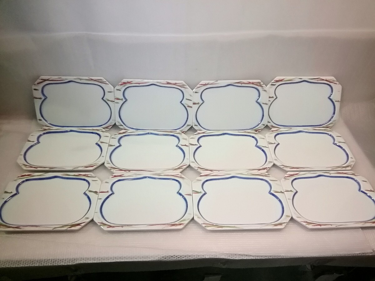 長皿 足付き皿 足3個 和食器 角皿 まとめて12枚 中皿 寿司皿/盛皿/刺身皿/焼物皿 懐石料理/日本料理 料亭食器 寿司屋/割烹/旅館 ⑬拍卖