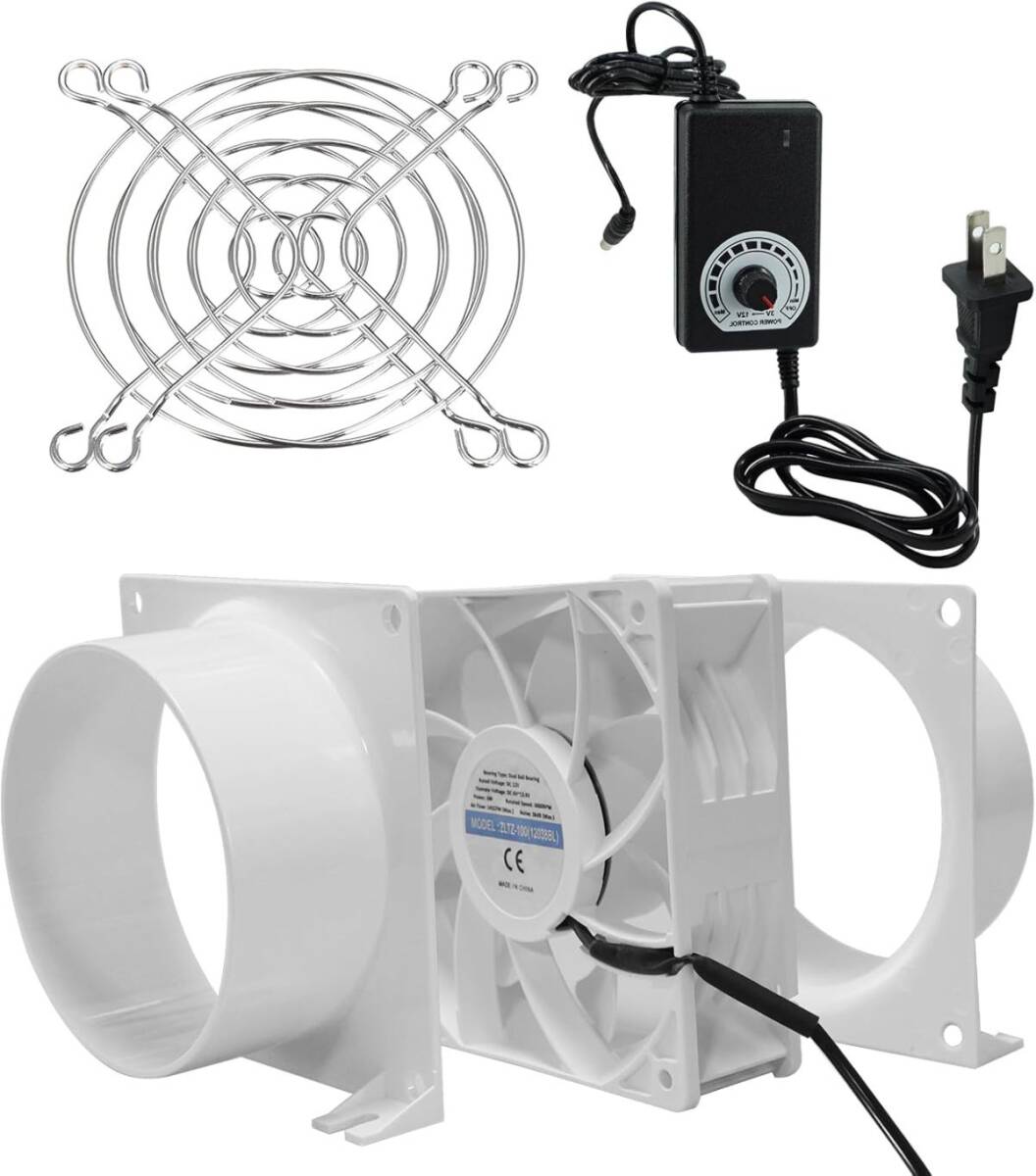 【送料無料】Sidvkut 軸流ファン ダクト用換気扇 3000rpm 無段階調速スイッチ付き ケースファン 120mm軸流ファン 静音タイプ 38mm拍卖