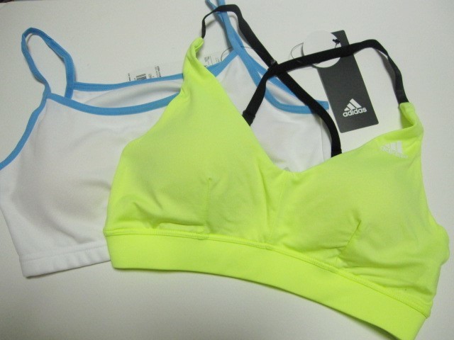 *送料無料*160*adidas*ハーフトップ2枚*イエロー+アクア*吸汗速乾ドライ*ブラジャー*アディダス*グンゼ*拍卖