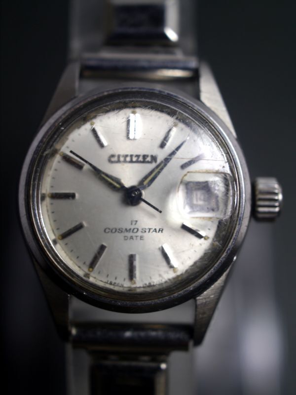 シチズン CITIZEN コスモスター COSMO STAR 17石 手巻き 3針 デイト 4-610024 女性用 レディース 腕時計 z783 稼働品拍卖