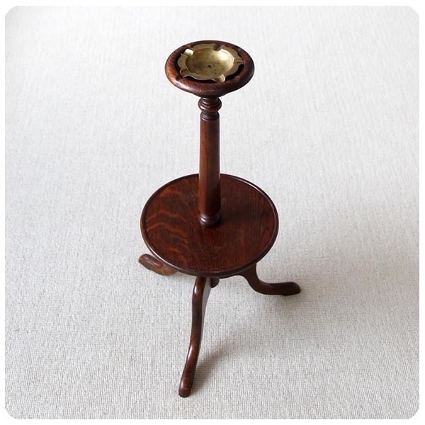 イギリス アンティーク スモーカーズスタンド/オーク無垢材/サイドテーブル/飾り台/花台【おしゃれな灰皿スタンド】M-646拍卖