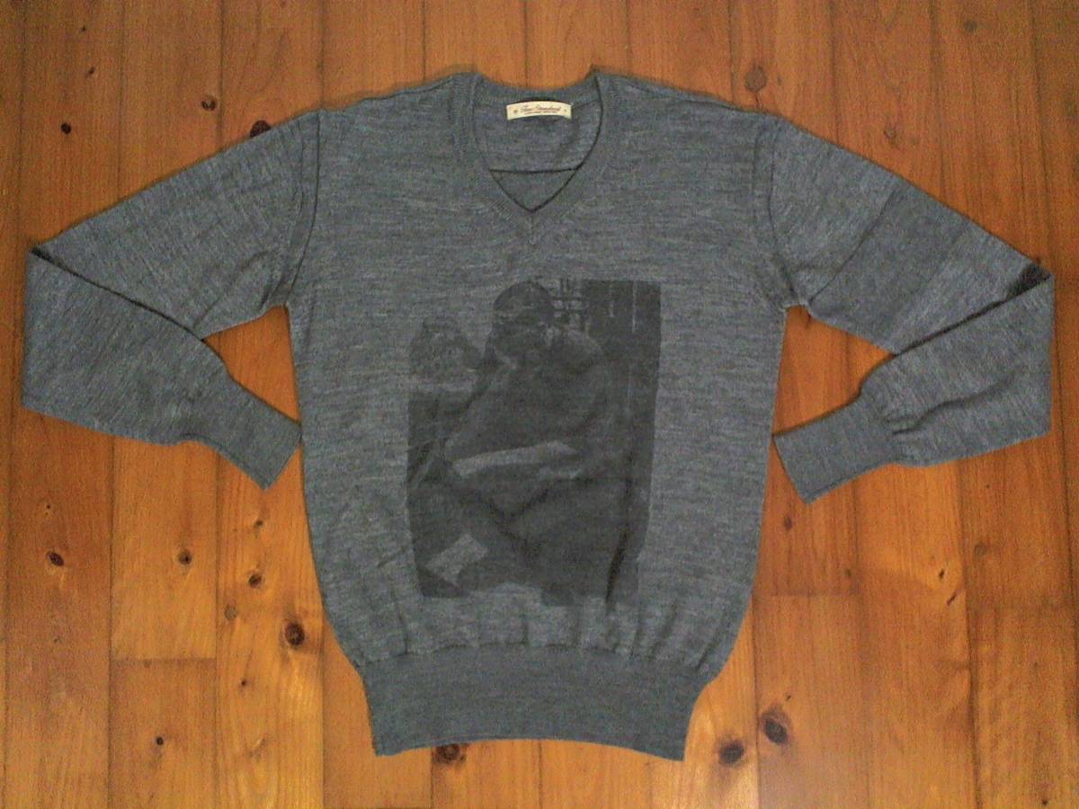 ☆タスタンダード【Tass Stanndard】毛&アクリル素材ニット Vネック 薄目セーター プルオーバー L グレー 灰色 クリックポスト可拍卖