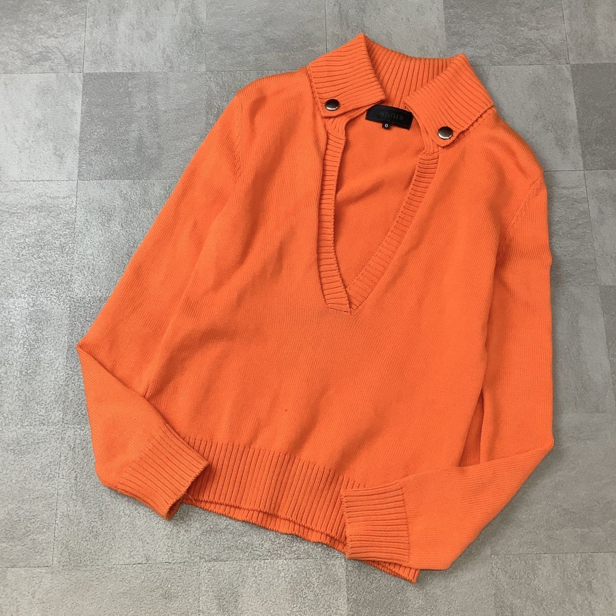 untitled アンタイトル デザインニット コットン セーター レディース 0サイズ オレンジ拍卖