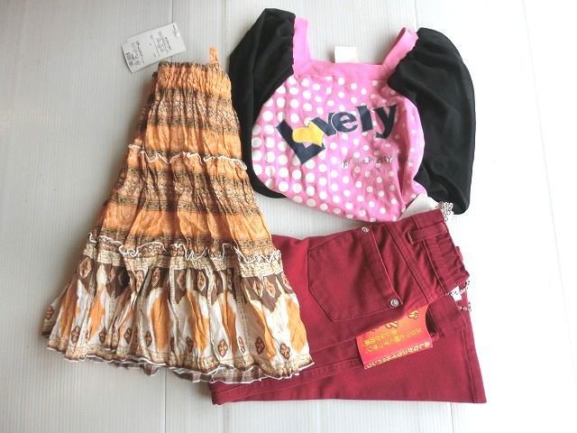 フ5●110cm*新品未使用●女の子福袋3枚●拍卖