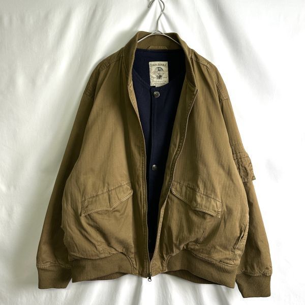 80s 香港製 BANANA REPUBLIC TRAVEL SAFARI デザイン ボンバー ジャケット L フェイクレイヤード メルトンウール トラベル サファリ 90s拍卖