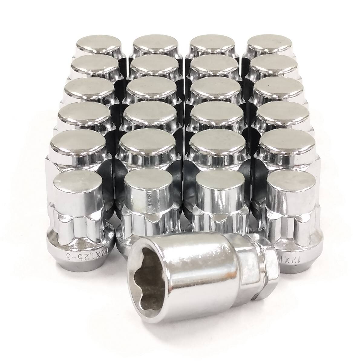 ホイールナット ロックナットセット M12 x P1.25 21HEX 35mm メッキ つば付き 袋タイプ 24個セット ニッサン スバル スズキ 1212521+182拍卖