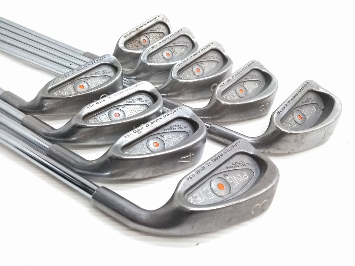 ◇9本セット ピン PING EYE 2 KARSTEN PHOENIX AZ オレンジドット 3-9 WW SW 純正スチール ZZLITE 0124-30E @140◇拍卖
