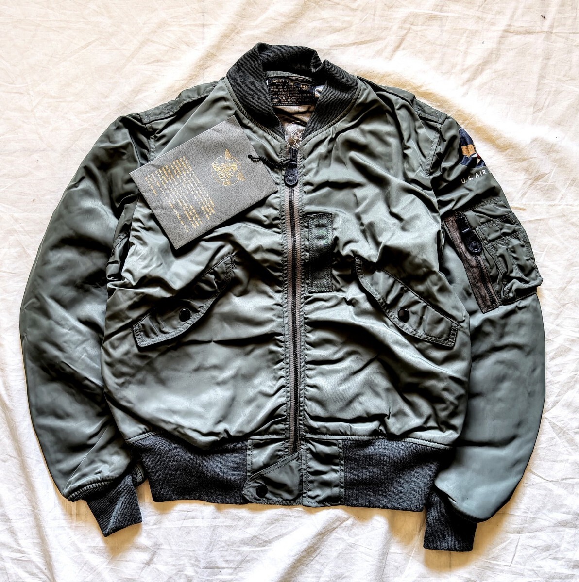 旧リアルマッコイズ L-2B BLUE ANCHOR OVERALL 実名復刻 1994年製 S Green THE REAL McCOY'S ブルーアンカー 未使用 セージ グリーン拍卖