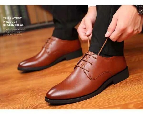 靴 bs1【 茶 27cm】メンズ ビジネスシューズ メンズシューズ プレーントゥ 合成革靴 無地 シンプル 通勤 軽量 靴 ブラウン拍卖