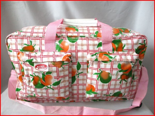 KITSCH KITCHEN/キッチュキッチン◇2wayボストンバッグ PK フルーツ柄 PVCコーティング W54cm拍卖