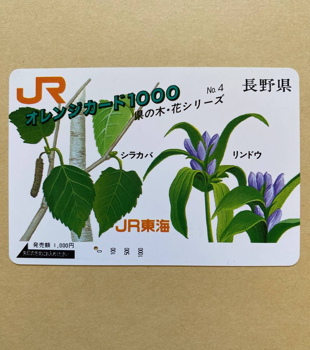 【使用済】 花オレンジカード JR東海 県の木・花シリーズ №4 長野県 シラカバ リンドウ拍卖