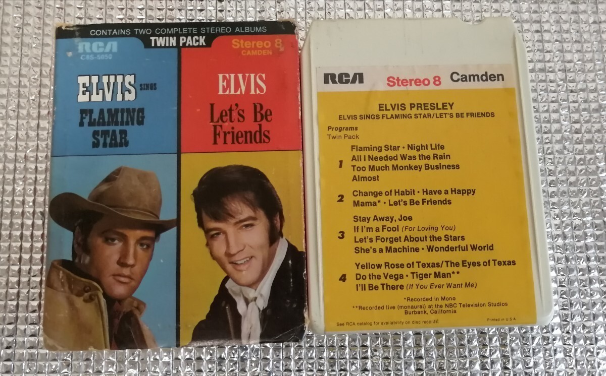 エルヴィス プレスリー 8トラック TWIN PACK FLAMING STAR/Let's Be Friends カートリッジ カセット テープ 紙ケース付 ELVIS PRESLEY拍卖