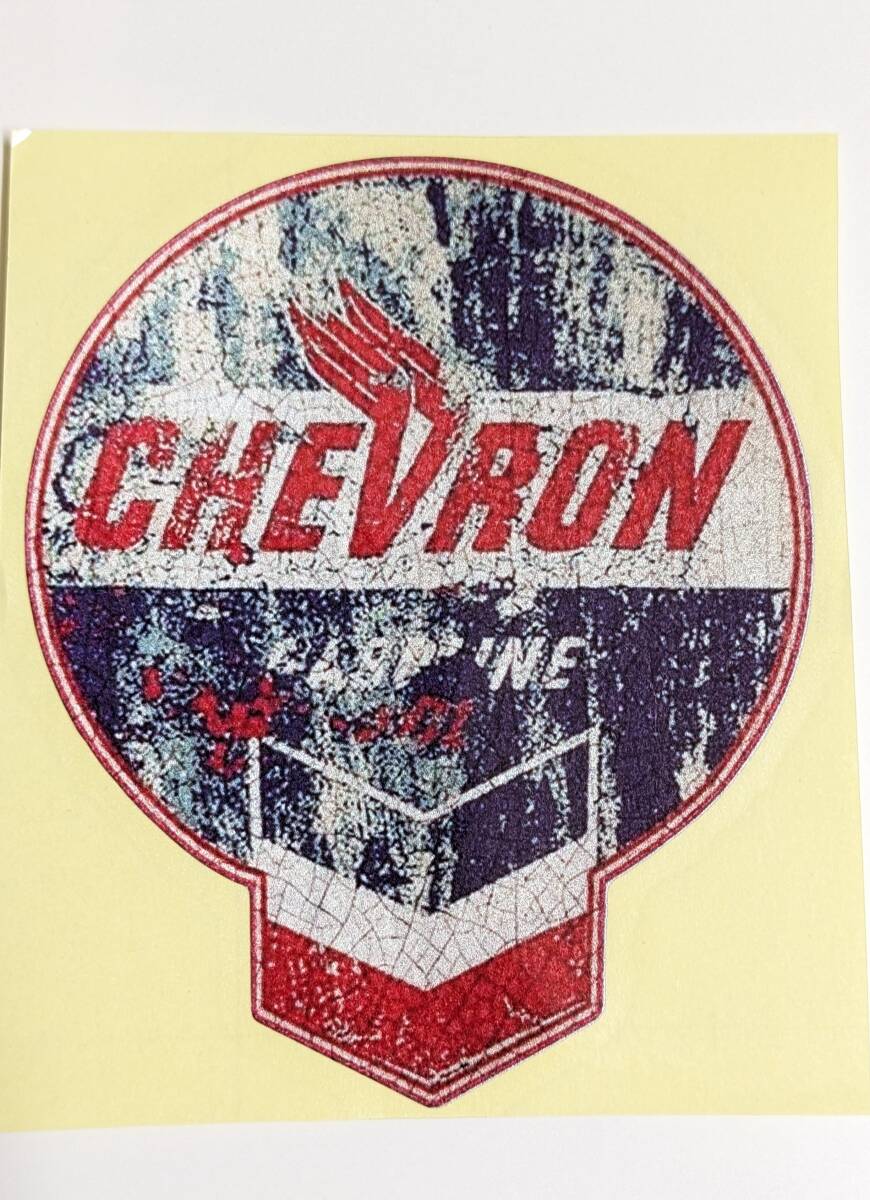 【特価♪約100mm Chevron シェブロン 】アート ビンテージスタイル・ヴィンテージ・USA・オイル・ガソリン・ステッカー・雑貨拍卖