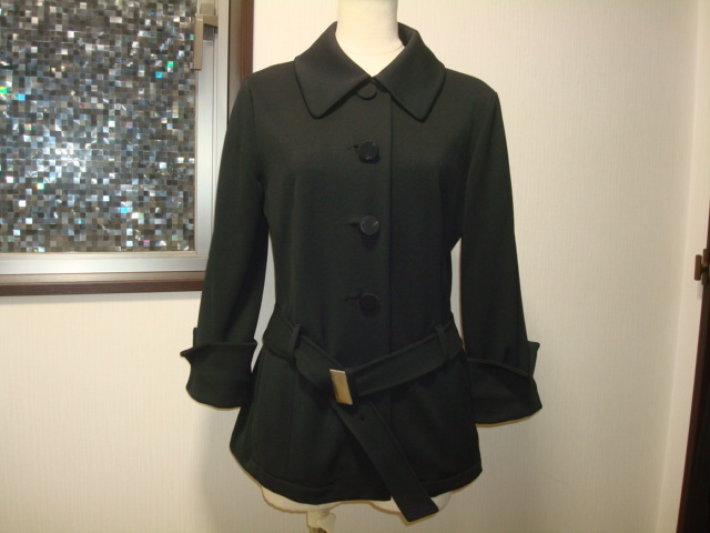 ■ 日本製 スサデボンボン ベルト付き ブラック ブレザー ジャケット トレンチコート カーディガン F Mサイズ~Lサイズ 38号 40号 11号 黒拍卖