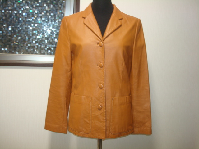 ■ afterall アフターオール ワールド 牛革 レザー 本革 コート ライダースジャケット レザーコート 38号 Mサイズ 9号 キャメル ブラウン拍卖