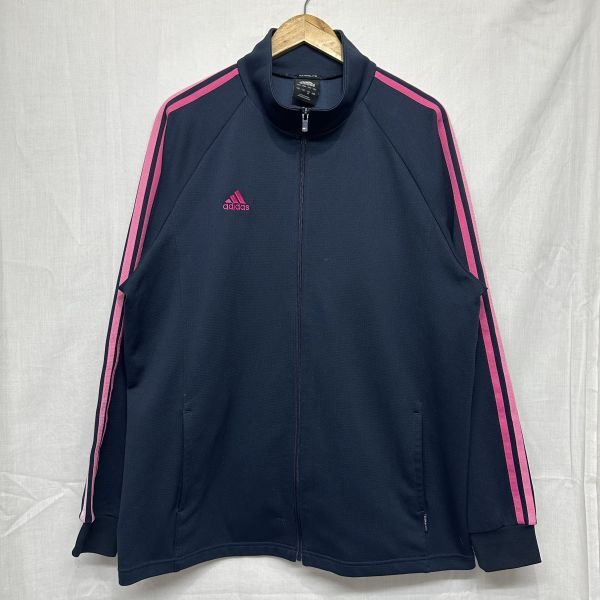 adidas アディダス ロング スリーブ 長袖 フル ジップ アップ ジャケット スポーツ トレーニング ランニング ウェア XO 紺 ネイビー b20692拍卖