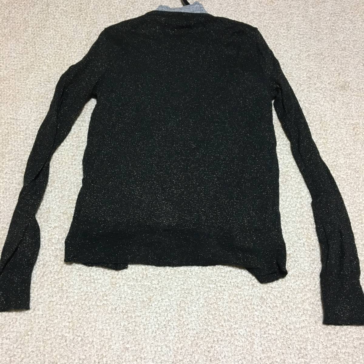 pink papillonピンクパピヨン黒ラメ薄手カーディガン2拍卖