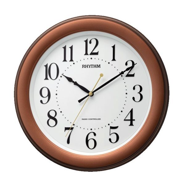 【新品・保証付 / 即決】 リズム時計 電波時計 見やすい ブラウン 木枠風 和室 和調 静かな 連続秒針 8MY563SR06 掛け時計 50110-3拍卖