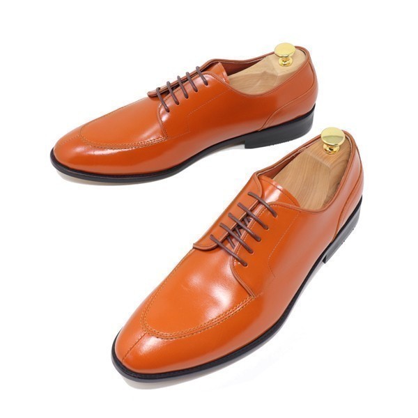 ハンドメイド 24cm 本革 外羽根 Uチップ メンズ ビジネス カジュアル シューズ マッケイ製法 靴 紳士靴 タン 3010拍卖