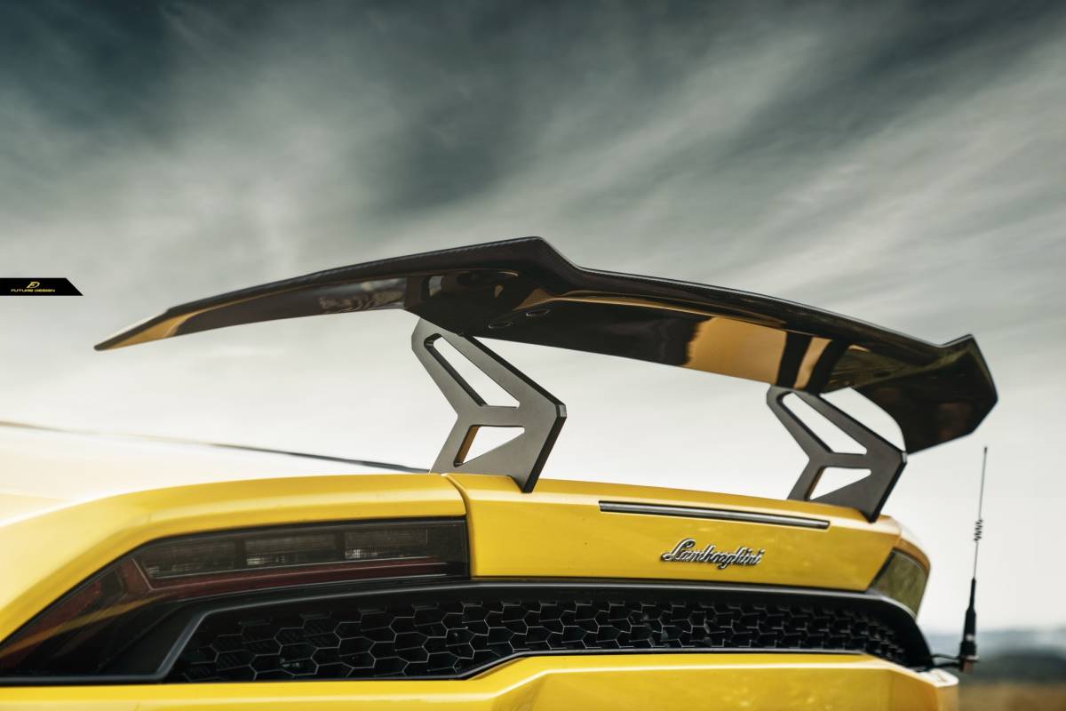 【FUTURE DESIGN 正規品】Lamborghini ランボルギーニ Huracan ウラカン LP610-4 カーボン トランク用GTリアウィングー 本物DryCarbon 拍卖