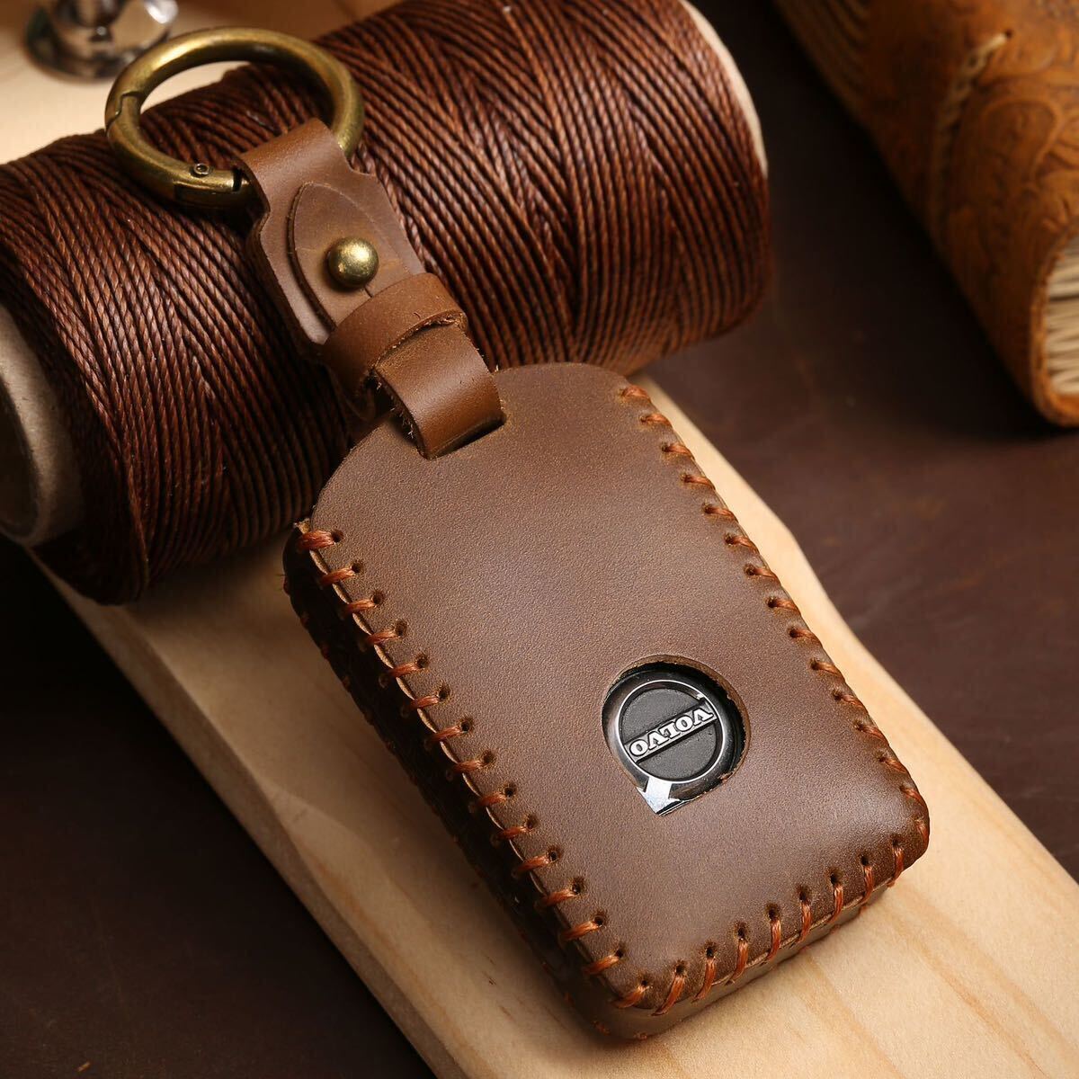 VOLVO ボルボ 本革 キーケース キーカバー キーホルダー付 XC60 XC90 V60 V40拍卖