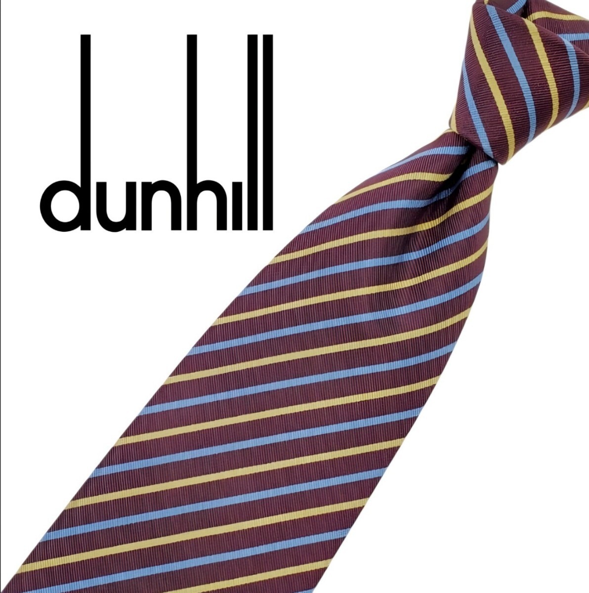 784 / 美品 dunhill ダンヒル 中古 ネクタイ ストライプ柄 ネコポス発送拍卖