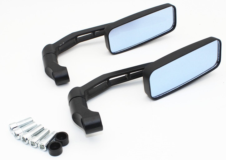 カスタム バイク ミラー 左右セット スクエア型 正ネジ 逆ネジ 8mm 10mm 黒□拍卖