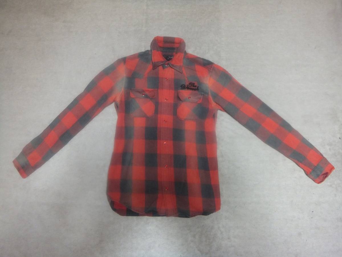 希少 VAROSH ビンテージ加工 ブロック チェックシャツ レッド S 拍卖