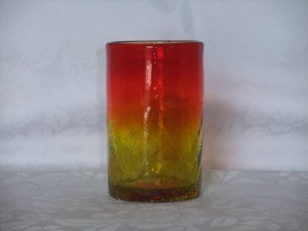 ●☆新品★ 琉球ガラス☆焼ヒビ装飾・4インチグラス★赤色★★拍卖