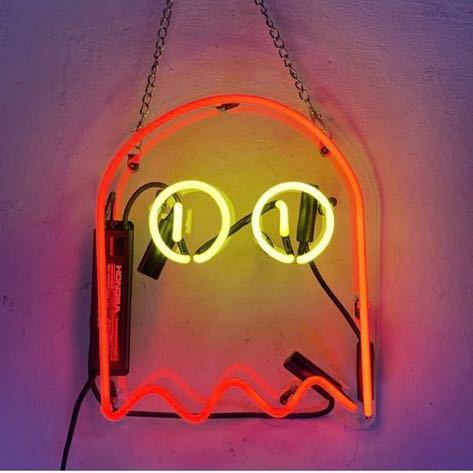 オーダーメイド パックマン風 ゴースト ネオン看板 LEDライト 24×28cm 壁掛け拍卖