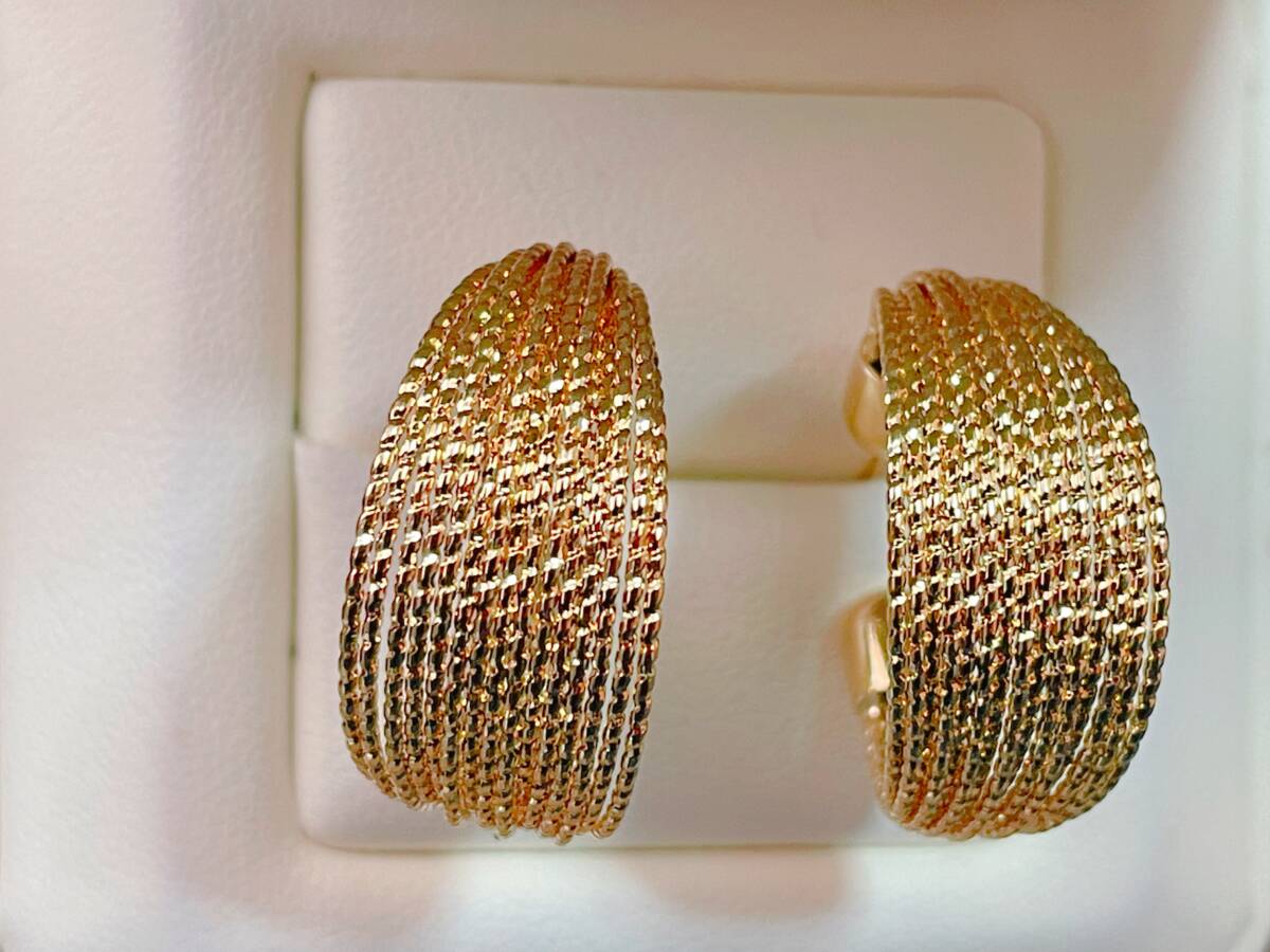 大振り リングピアス イエローゴールド ピアス s925 k18コート拍卖