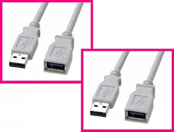 【送料無料:2本:USB充電ケーブル:延長ケーブル:1m】★スマホ 便利 延長 ケーブル:2.0 (USB A オス to USB A メス):長さが足りない時拍卖