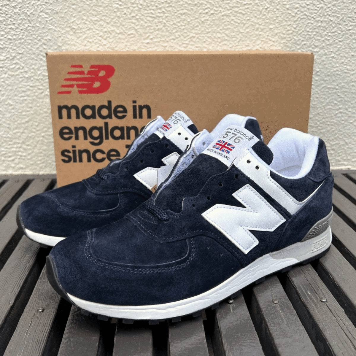 国内正規品 UK製 New Balance M576DNW ネイビー×ホワイト US9D 27cm 限定 イギリス英国製 NB スエード 紺 スニーカー Made In England拍卖