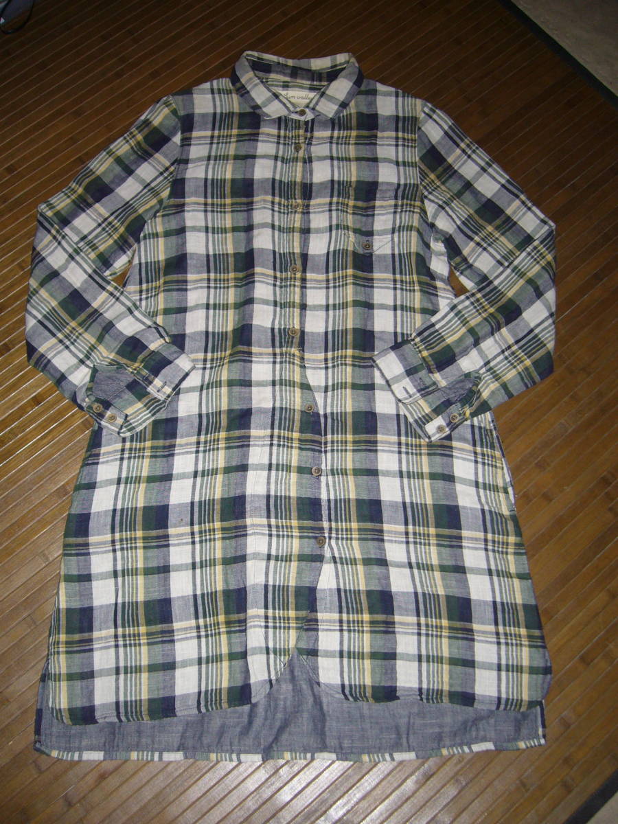 465-77♀: sun valley サンバレー 長袖ワンピース サイズ.M 色.紺×グリーン チェック トラッド・IVY ㈱フォーシーズン拍卖