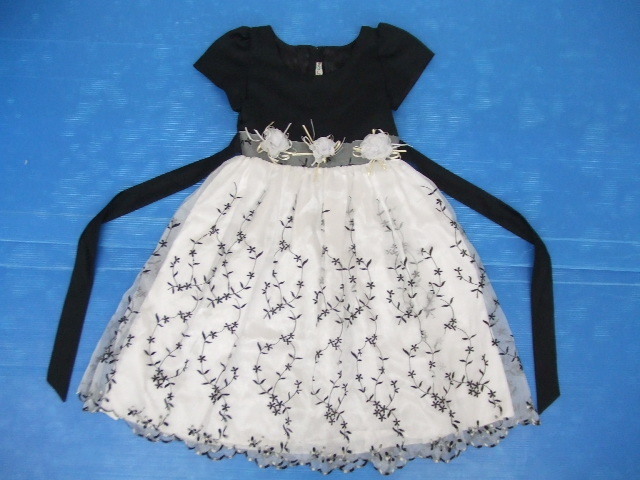 【お買得!】★ABC Collection★女の子用キッズドレス 花柄・白×黒 150サイズ拍卖