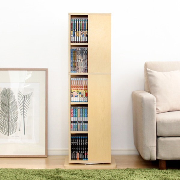 回転 ブックラック 回転式本棚 回転コミックラック 5段 子供部屋 マンガ収納 ディスプレイ 3カラー拍卖