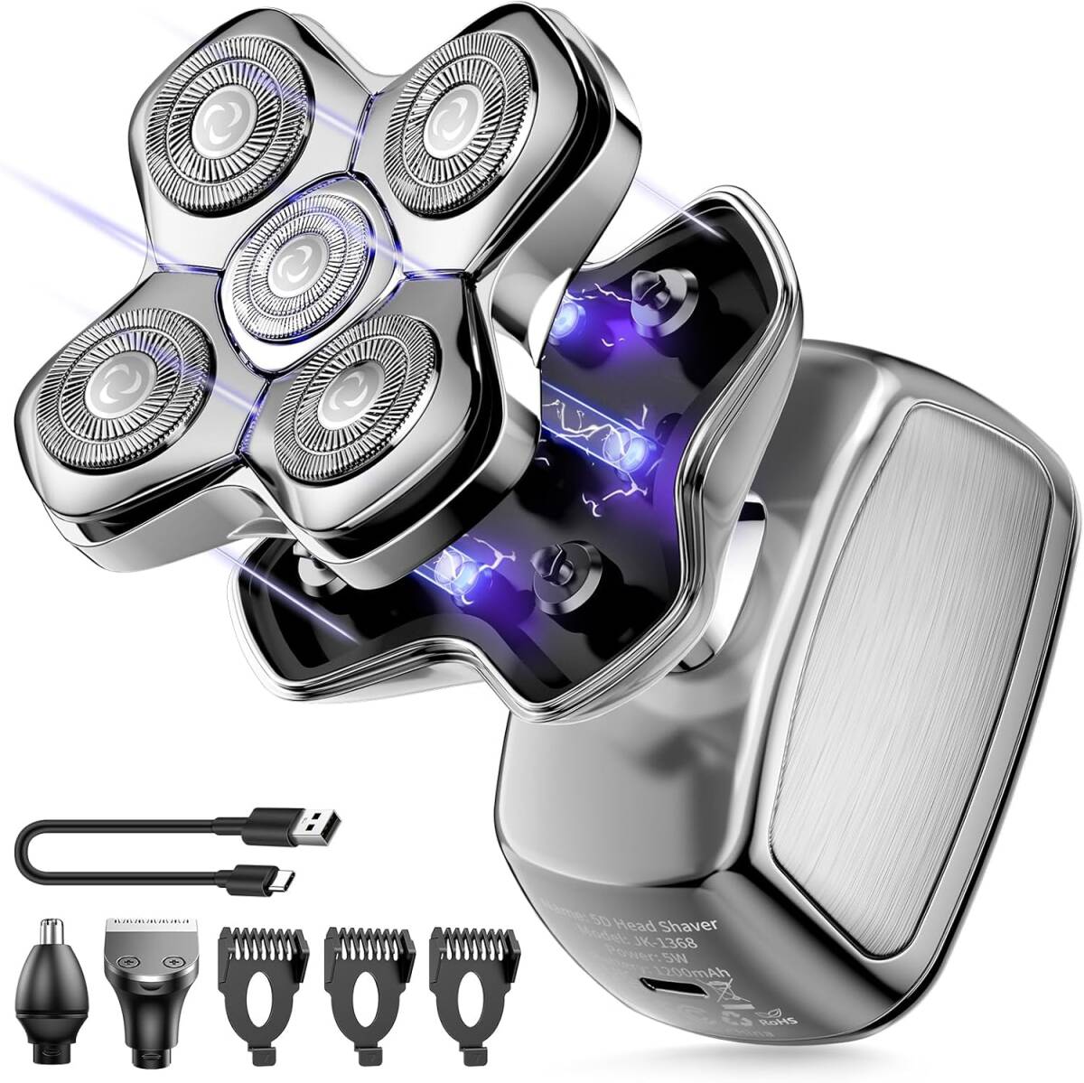 スキンヘッド用シェーバー 髭剃り トリマー 鼻毛カッター シェーバー メンズ 坊主 ハイパワー IPX6防水 水洗い可 男性 顔 kensen拍卖