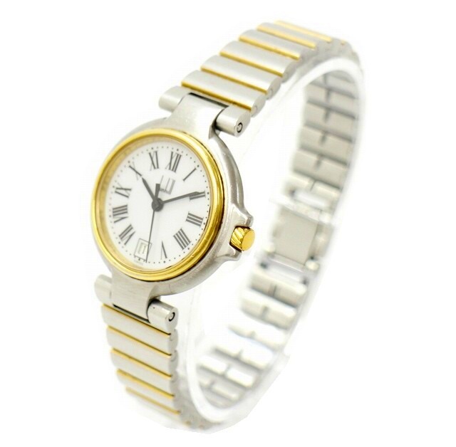 ダンヒル dunhill 腕時計 クオーツウォッチ 元値143,000円 シルバー ゴールド 白文字盤 レディース拍卖