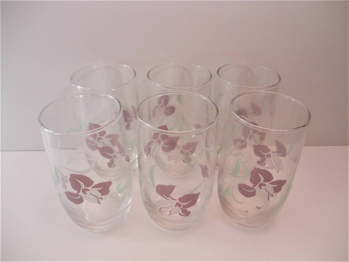 昭和レトロ 花柄グラスセット (6客) (箱付き)拍卖