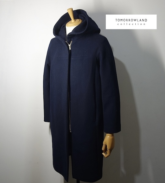 TK 美品 トゥモローランド コレクション メルトン フーデットコート 38 ネイビー拍卖