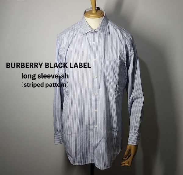 TK 美品 三陽商会 バーバリー ブラックレーベル 長袖 ストライプシャツ 41 L-XL位拍卖