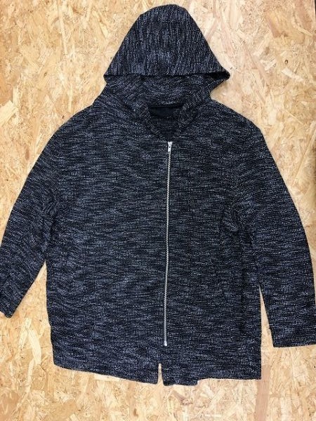 JEANASIS ジーナシス サイズF(フリー) レディース ジップパーカー 起毛 無地 2ポケ フード 長袖 カットソー 黒×白拍卖