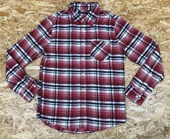 ADAM ET ROPE' アダムエロペ Mサイズ メンズ ネルシャツ チェック柄 胸ポケット 長袖 綿100% レッド×ベージュ×ネイビーなど拍卖